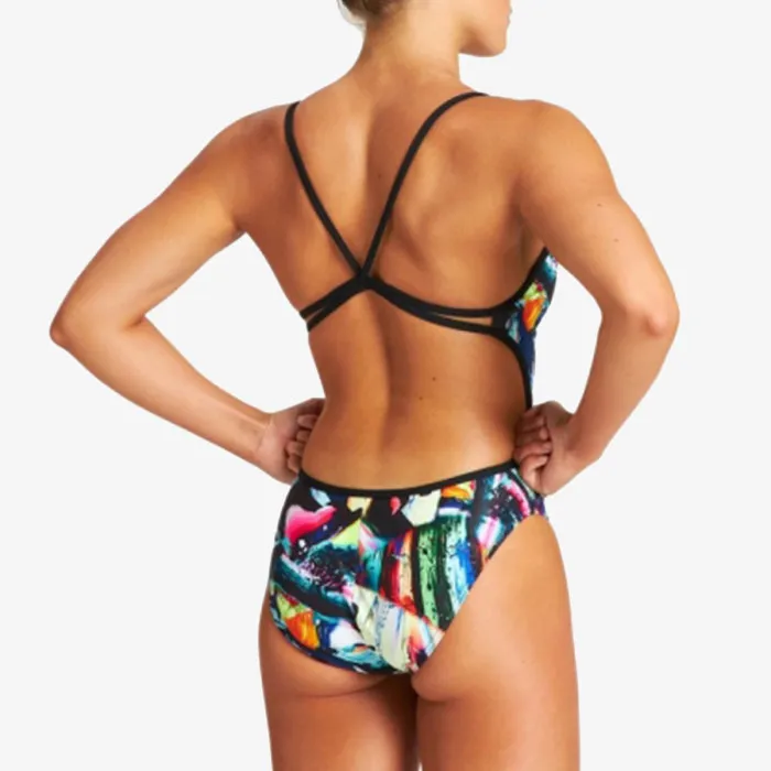 ARENA W COLOURFUL PAINTINGS LACE BACK ONE PIEC 