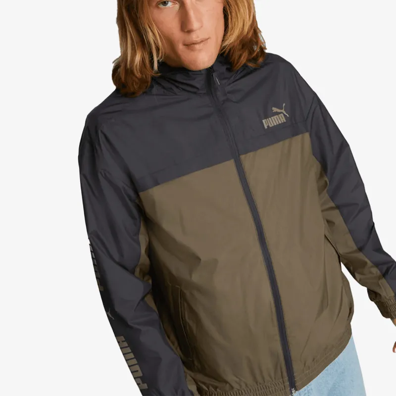 PUMA COLOURBLOCK HOODED WINDBREAKER DEEP OLIV