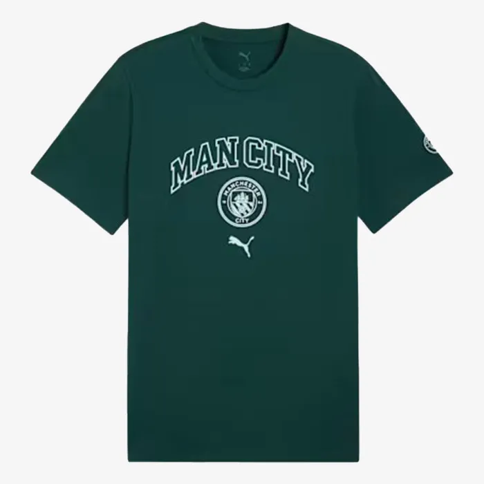 PUMA MCFC FtblCulture Tee Green Terrain-Sea G 