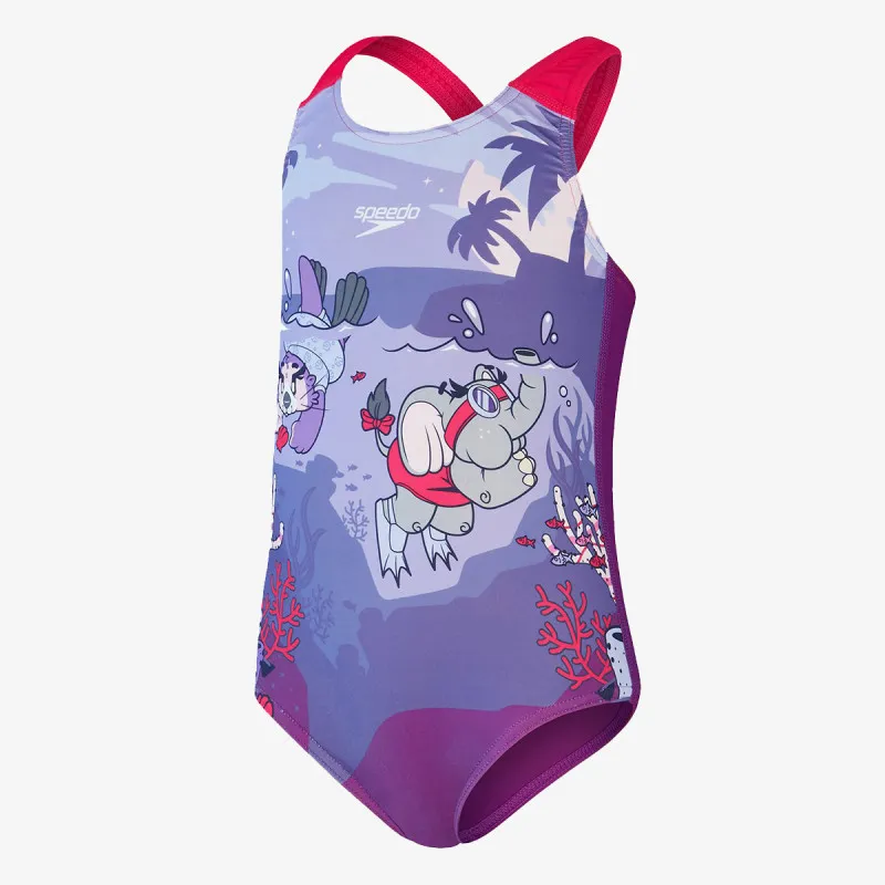 SPEEDO GIRLS LTS PRINTED RACERBACK