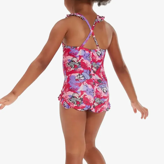 SPEEDO GIRLS LTS PRINTED FRILL THINSTRAP 