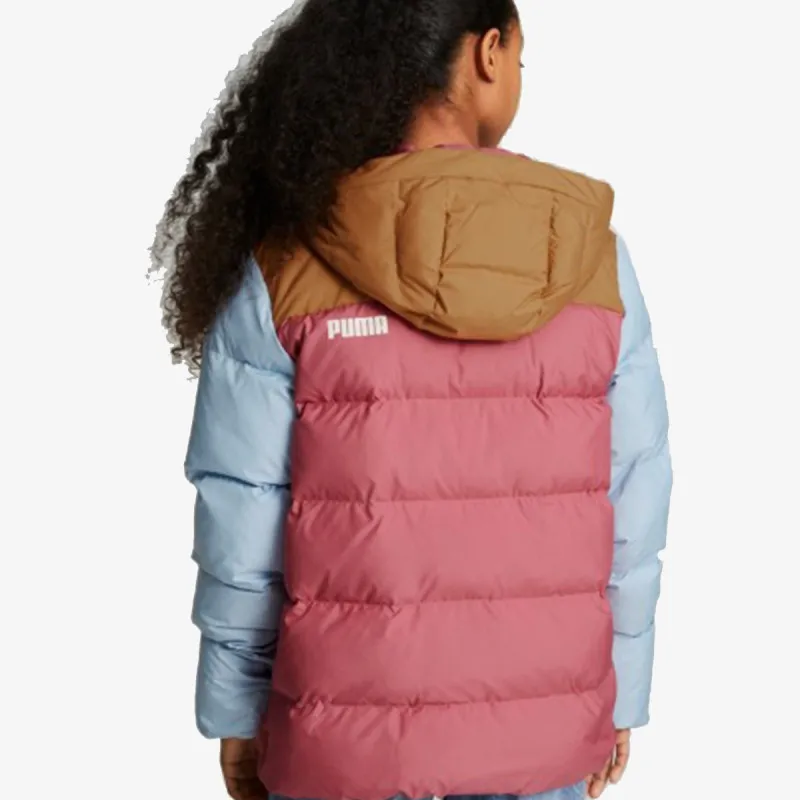 PUMA COLOURBLOCK POLYBALL HOODED JACKET DUSTY
