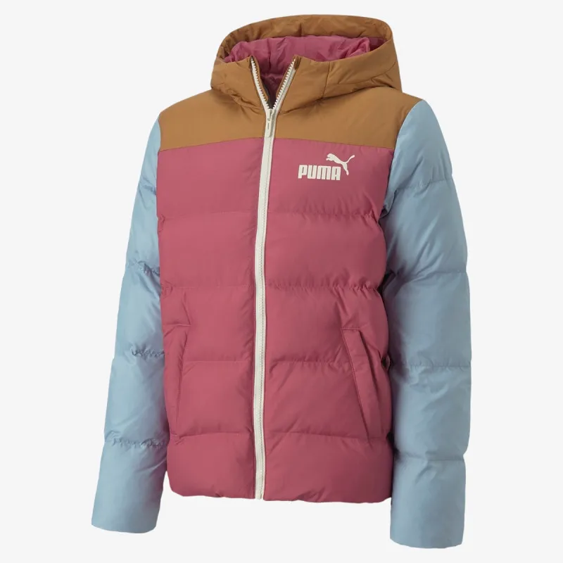 PUMA COLOURBLOCK POLYBALL HOODED JACKET DUSTY