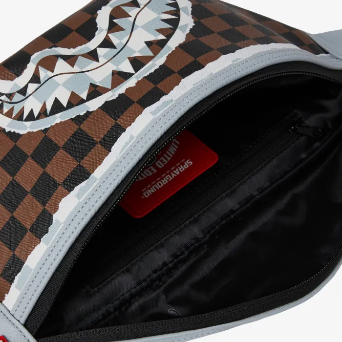 SPRAYGROUND CREAM AND BROWN TEAR CHECK CROSSBODY 