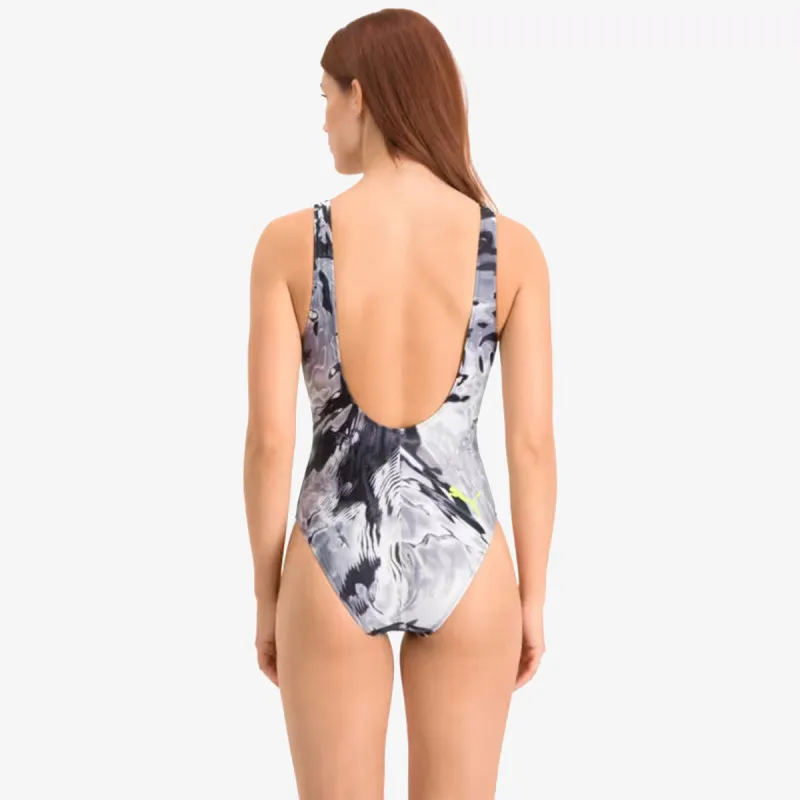 PUMA PUMA SWIM WOMEN AOP SWIMSUIT 1P GREY WHI