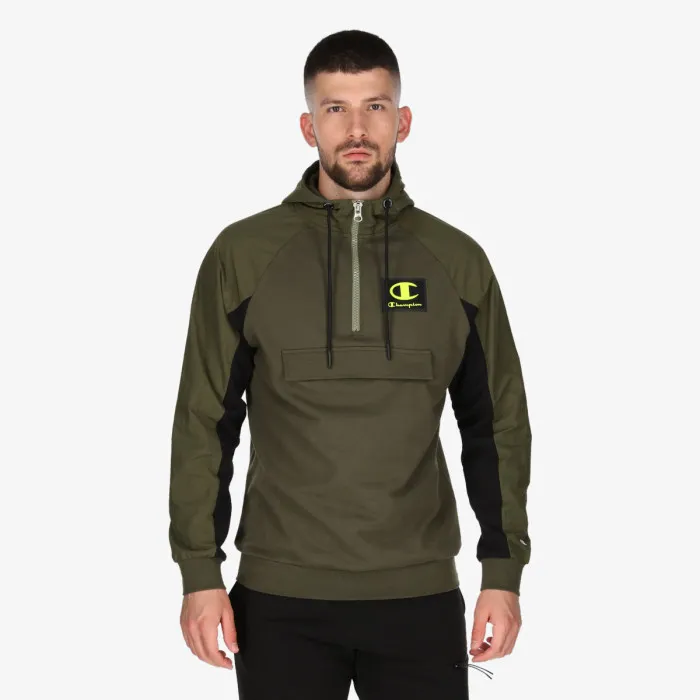 CHAMPION RUBBER LOGO HALF ZIP HOODY 