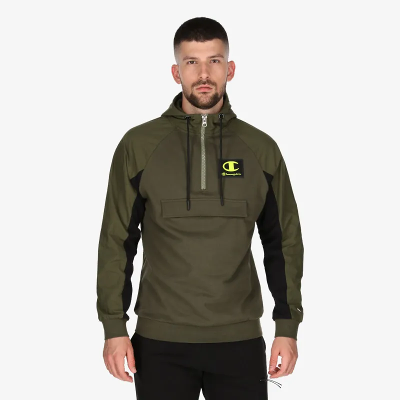 CHAMPION RUBBER LOGO HALF ZIP HOODY 