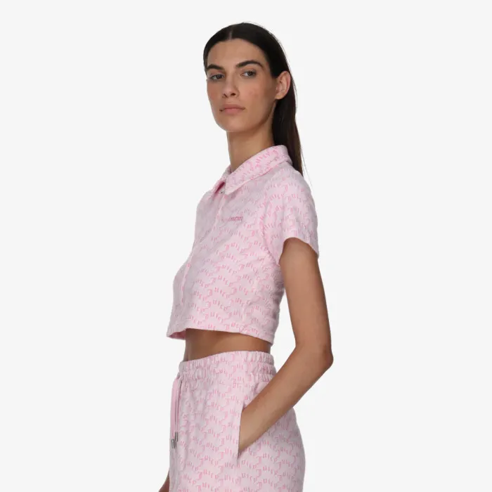 JUICY COUTURE TOWELLING SHIRT WITH MONOGRAM PRINT 