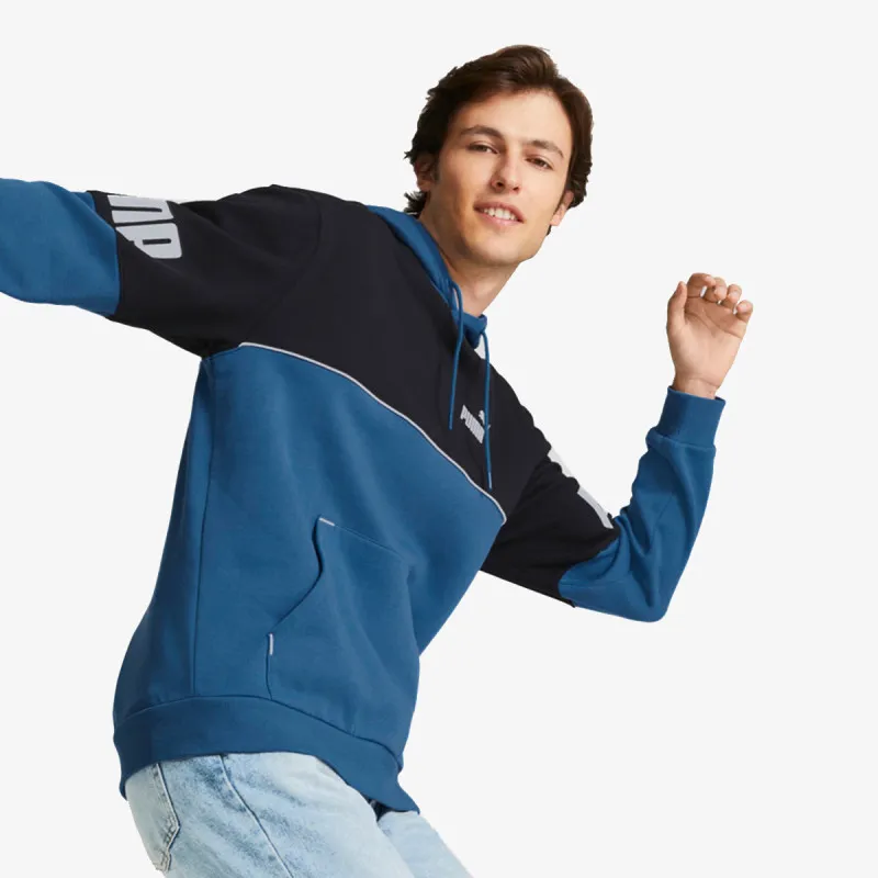 PUMA POWER COLORBLOCK HOODIE FL LAKE BLU